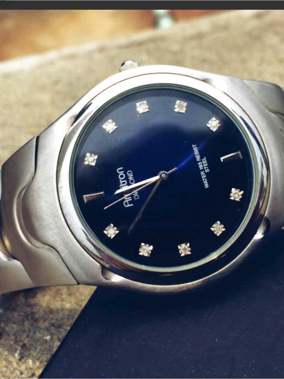Armitron Silver Stainless Steel Watch With Blue Dial